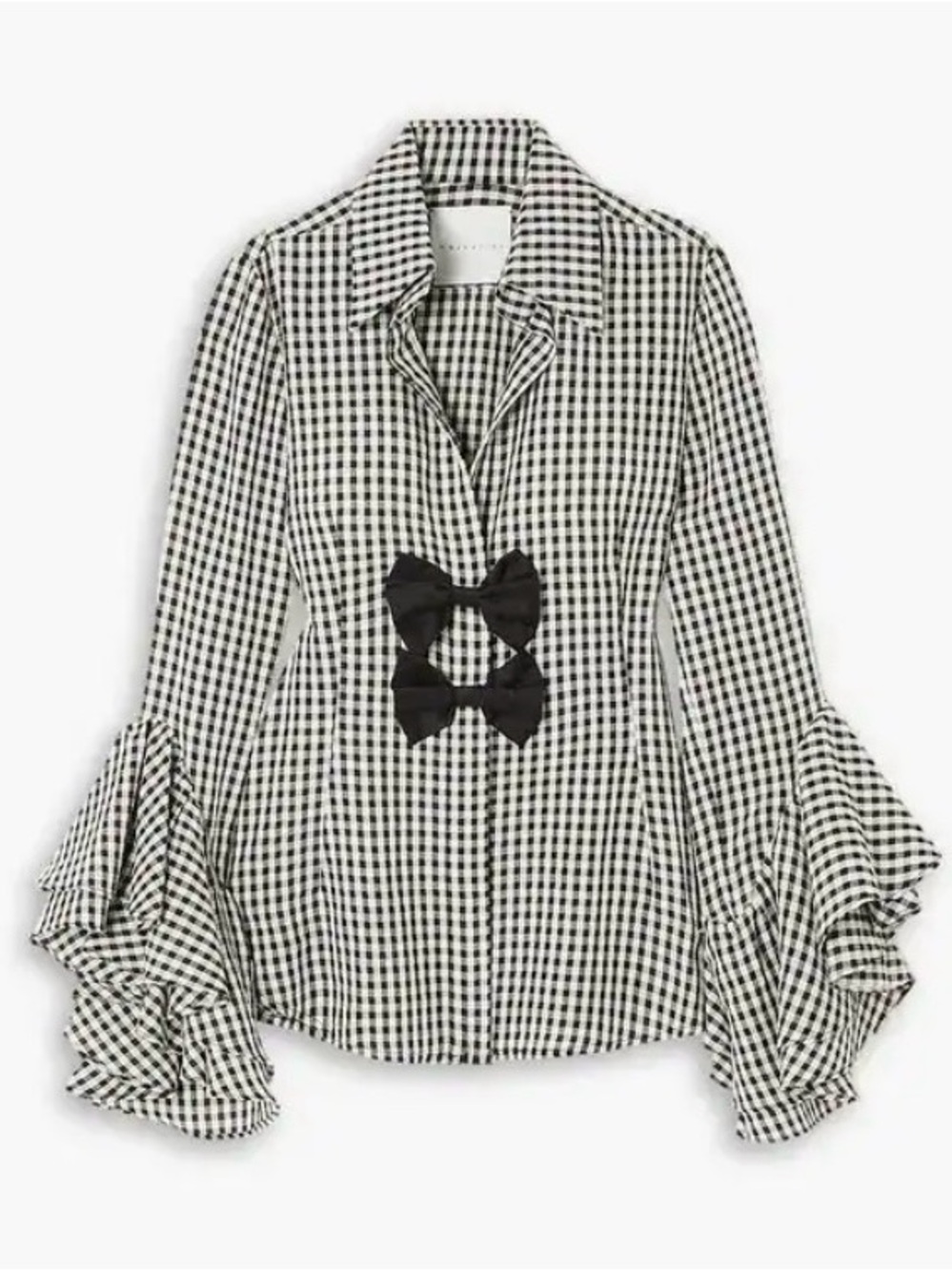 Markarian Nina Ruffled Gingham Blouse Black/White 6